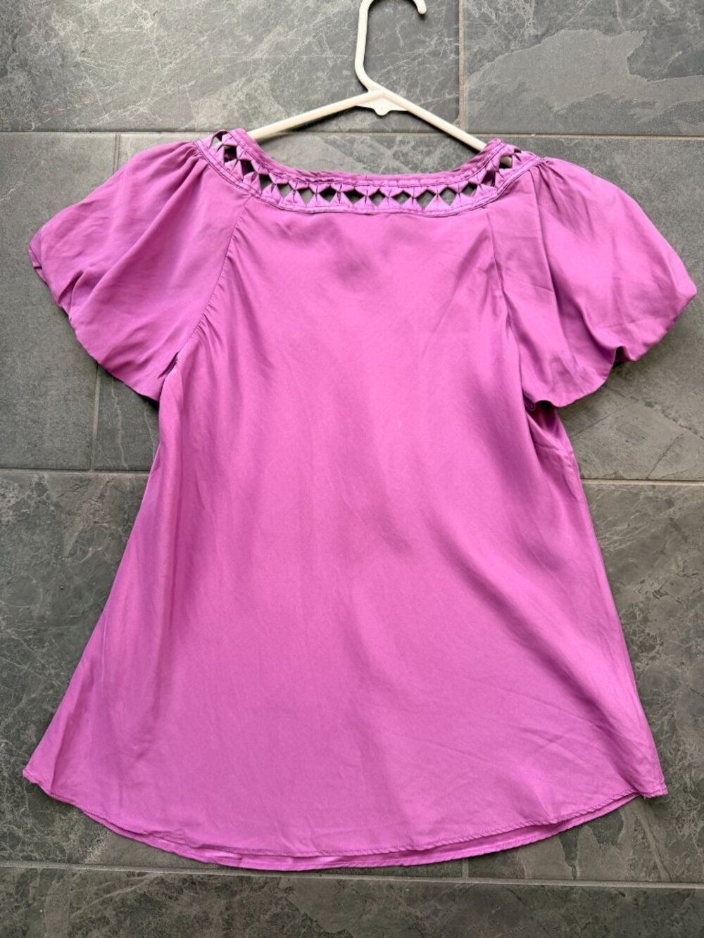 purple silk blouse formalwear office y2k vintage pleated XS S 100% silk